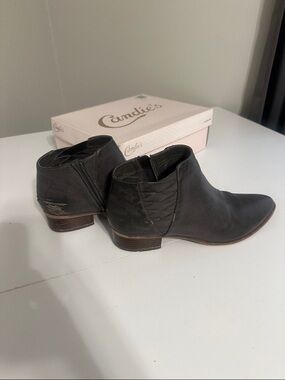 Candie's Dark Gray Women's Ankle Booties with Low Heel
